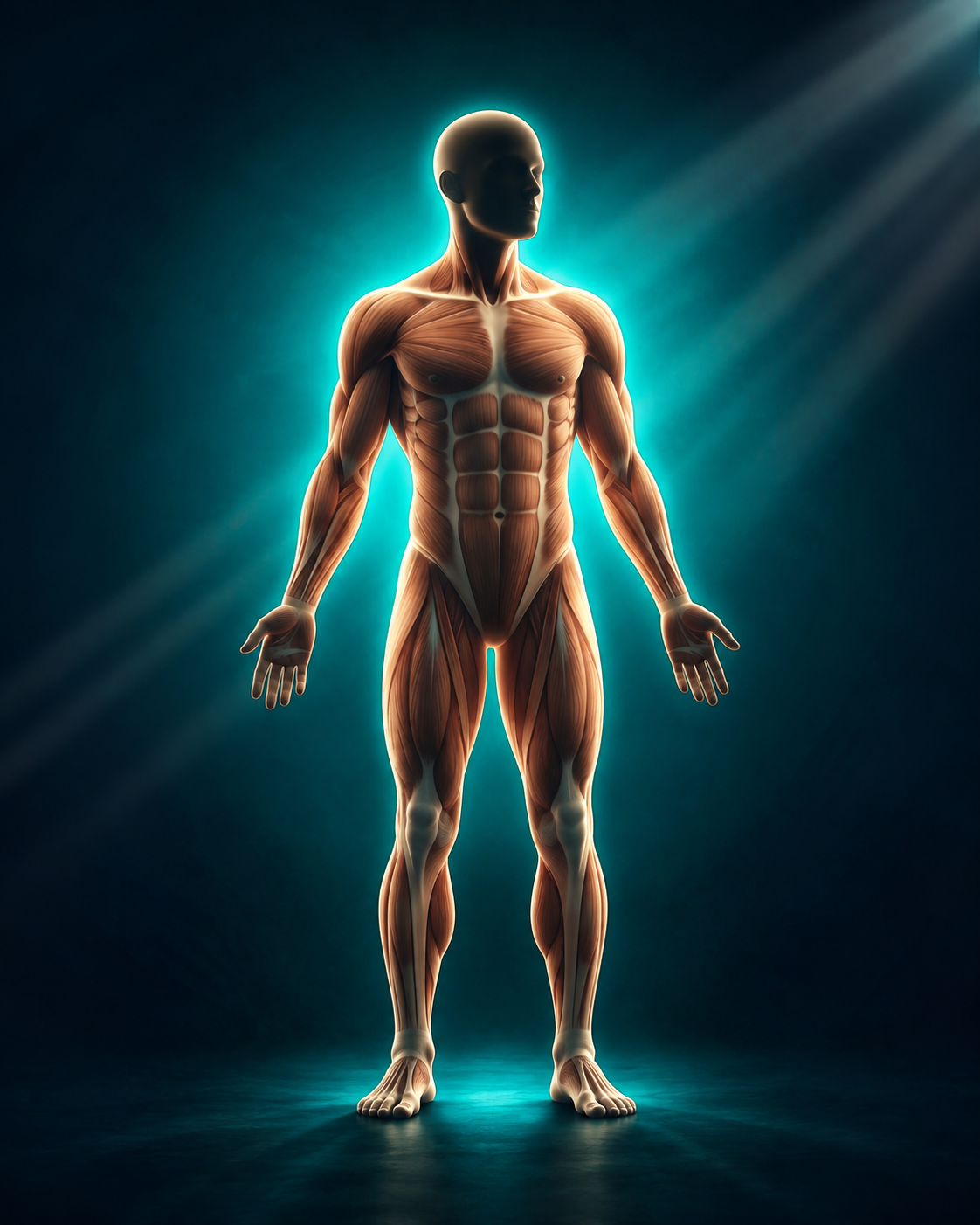 Ilustración anatómica muscular para la guía de masa muscular, salud y longevidad de LearnFit Institute